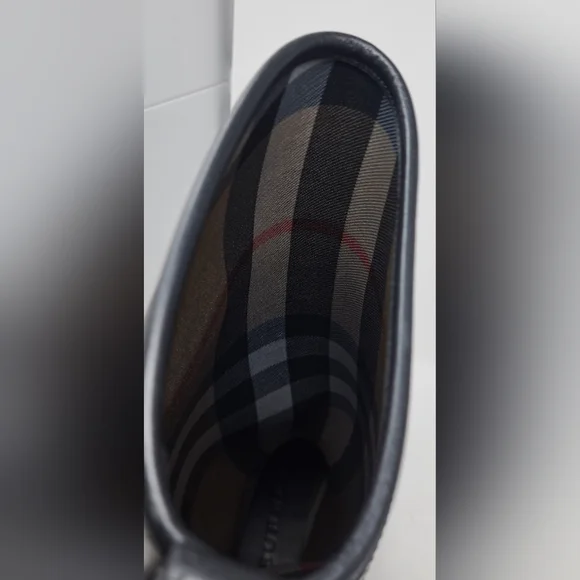 Burberry Women's Rain Boots Knee High Equestrian Black Belt Italy 36 EU 6 US - Picture 5 of 13